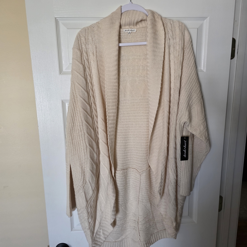 Cream Open-Front Knit Sweater